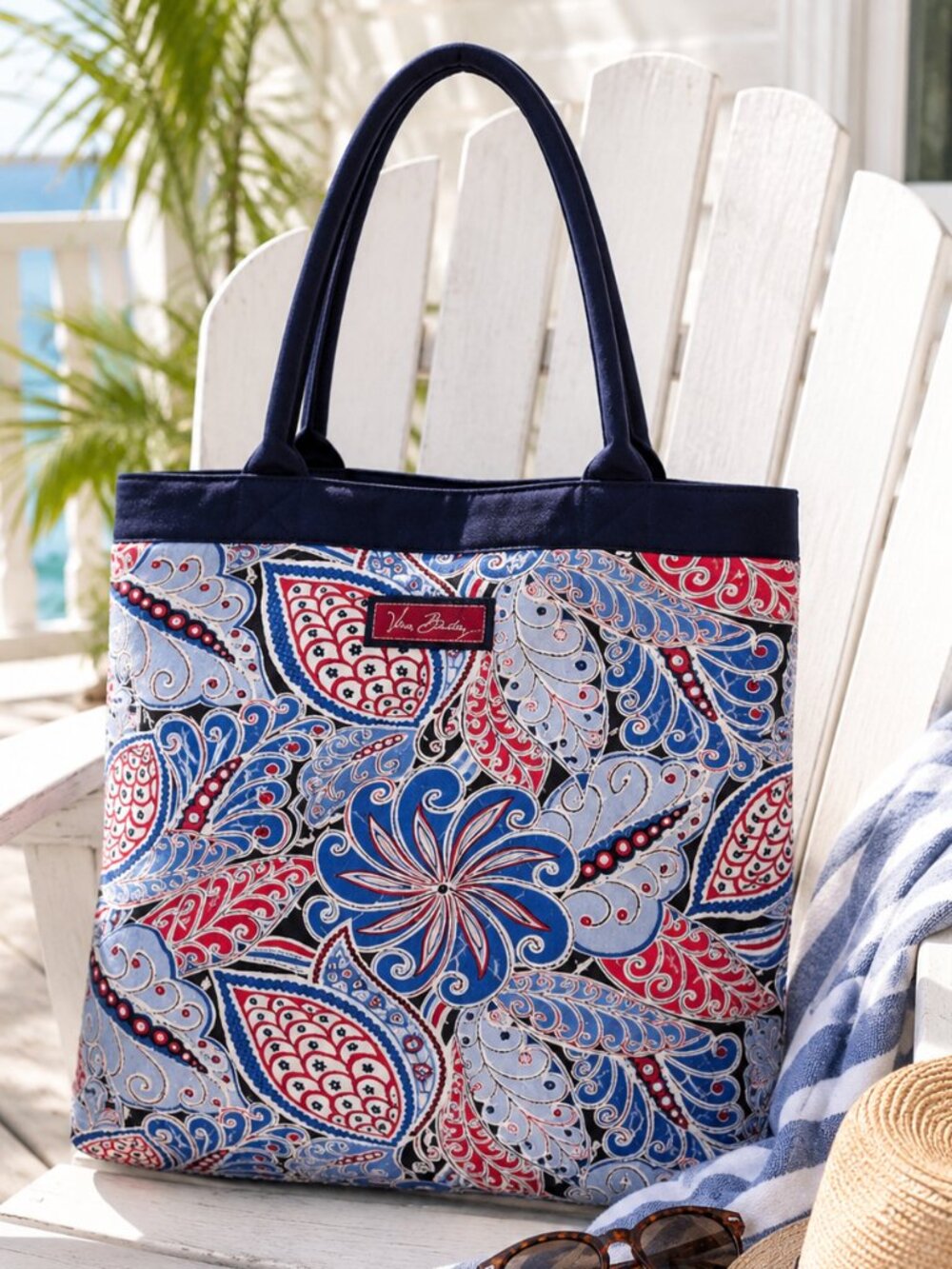 Vera Bradley Seaside Paisley Port Tote Large Quilted Cotton Travel Shoulder Bag